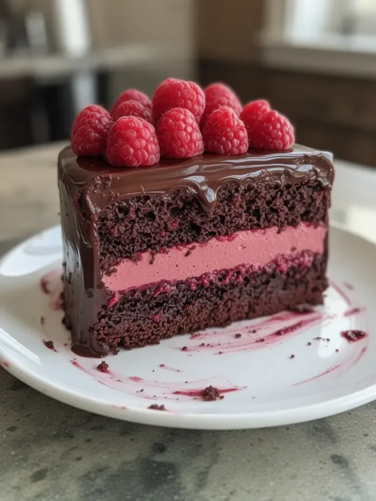 Dark Chocolate Raspberry Mousse Cake