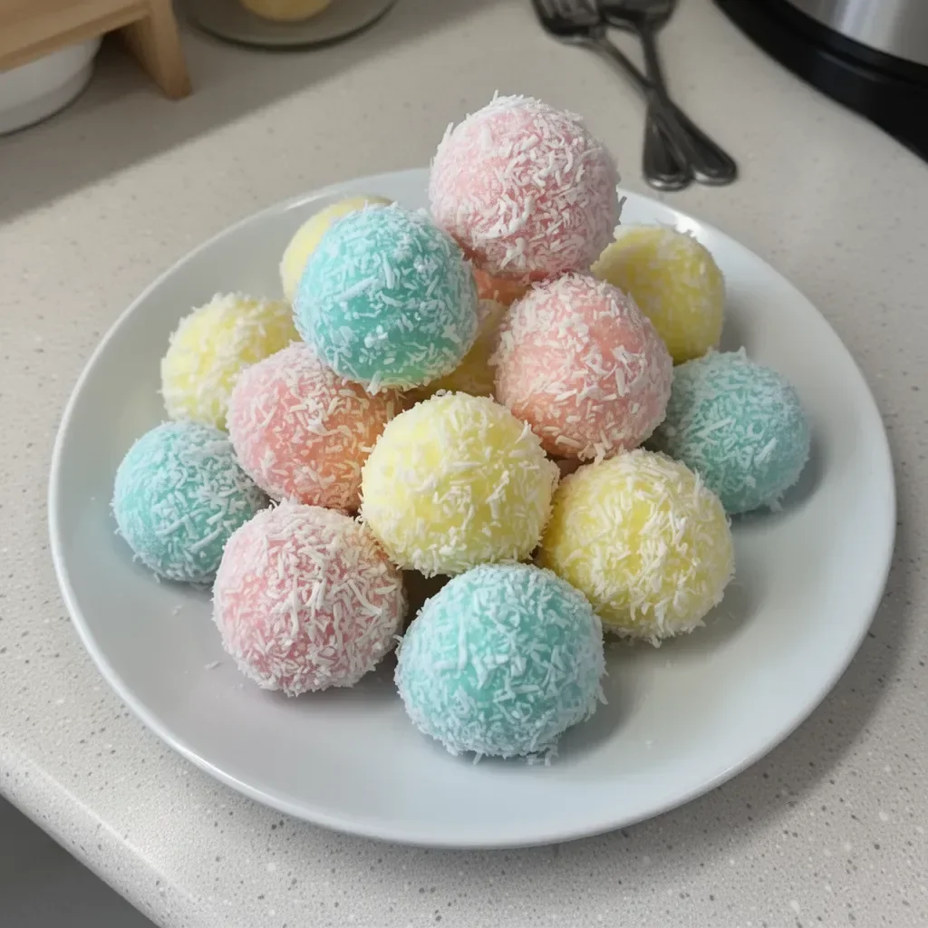 Easter Bunny Coconut Tails dessert with coconut topping