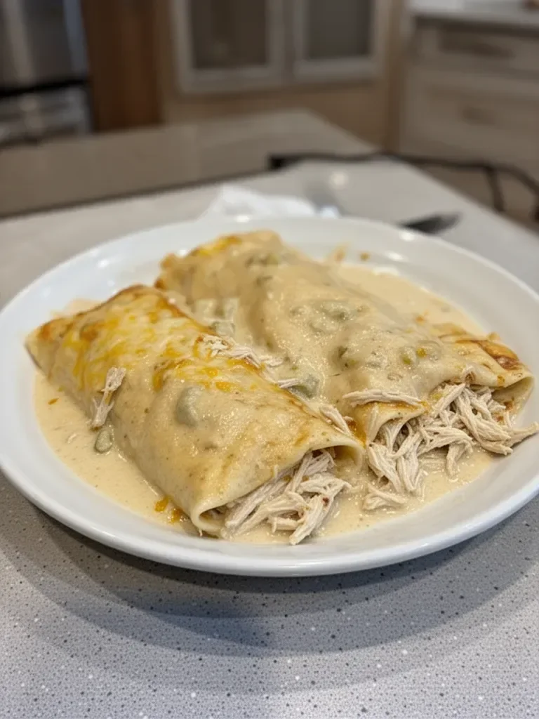 Easy Creamy White Chicken Enchiladas