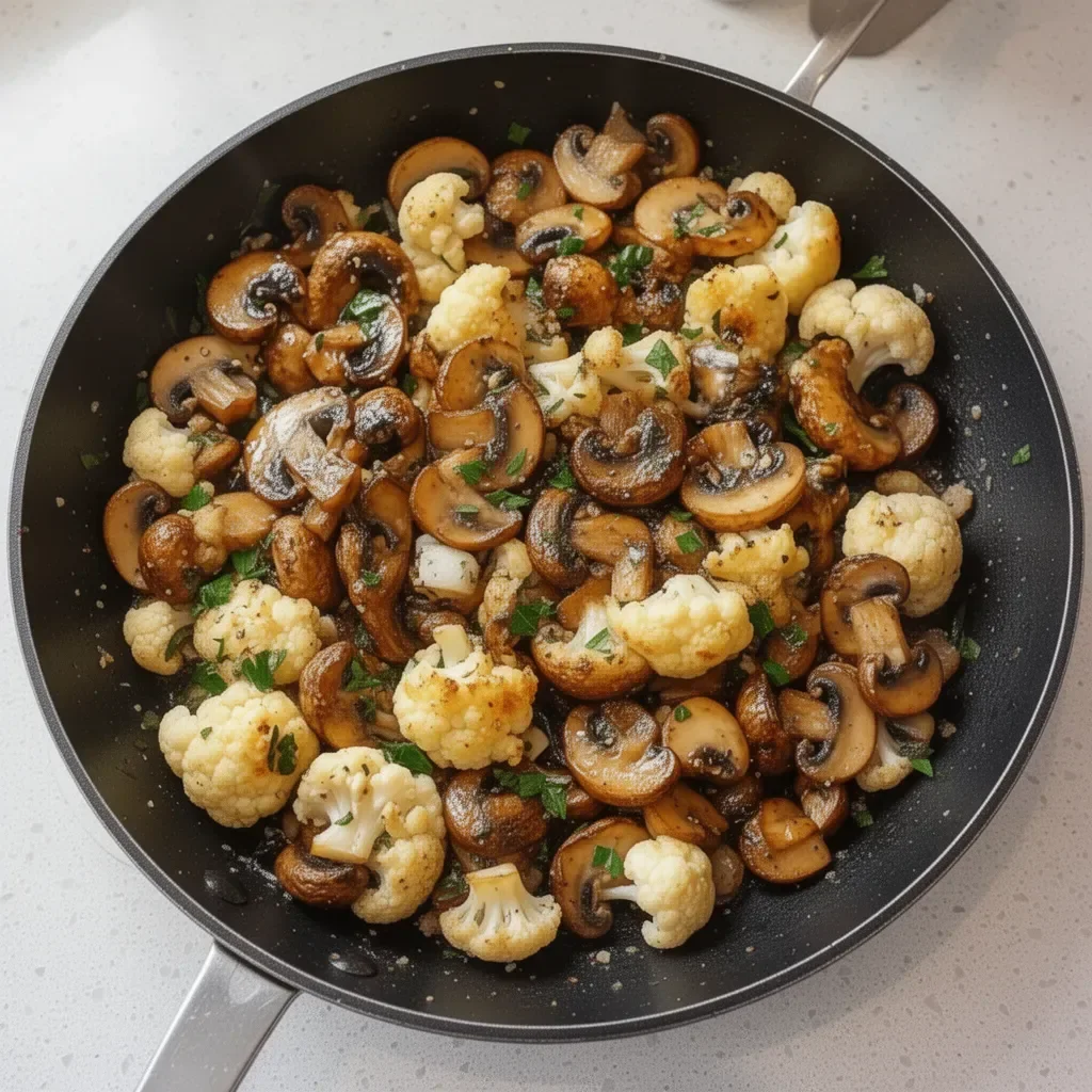 Flavor-Packed Garlic Mushrooms Cauliflower Skillet