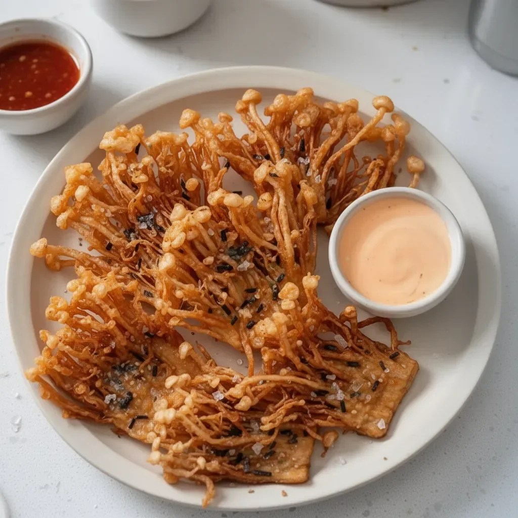 Fried Enoki Mushrooms