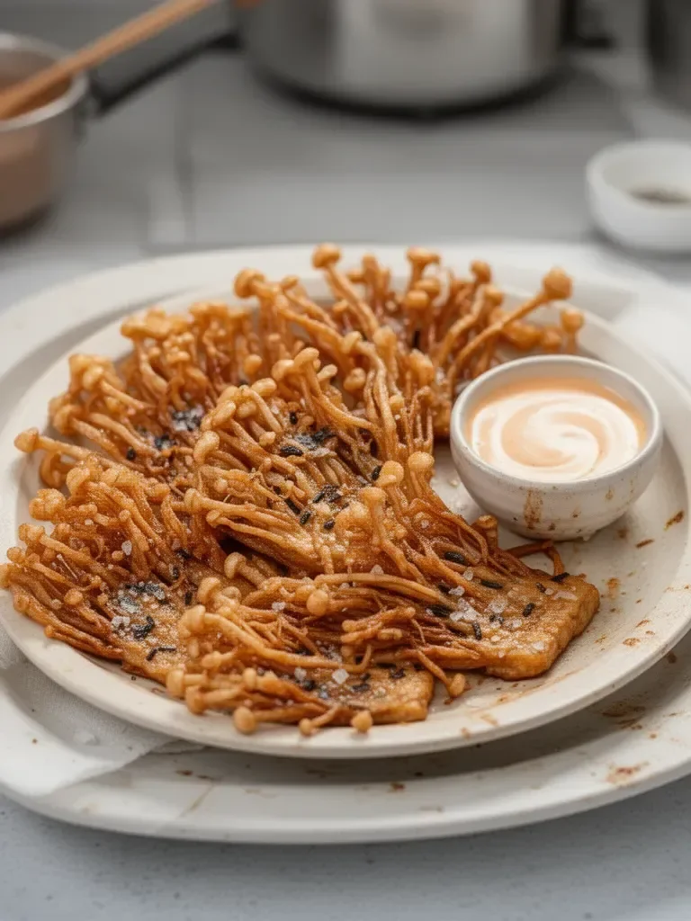 Fried Enoki Mushrooms