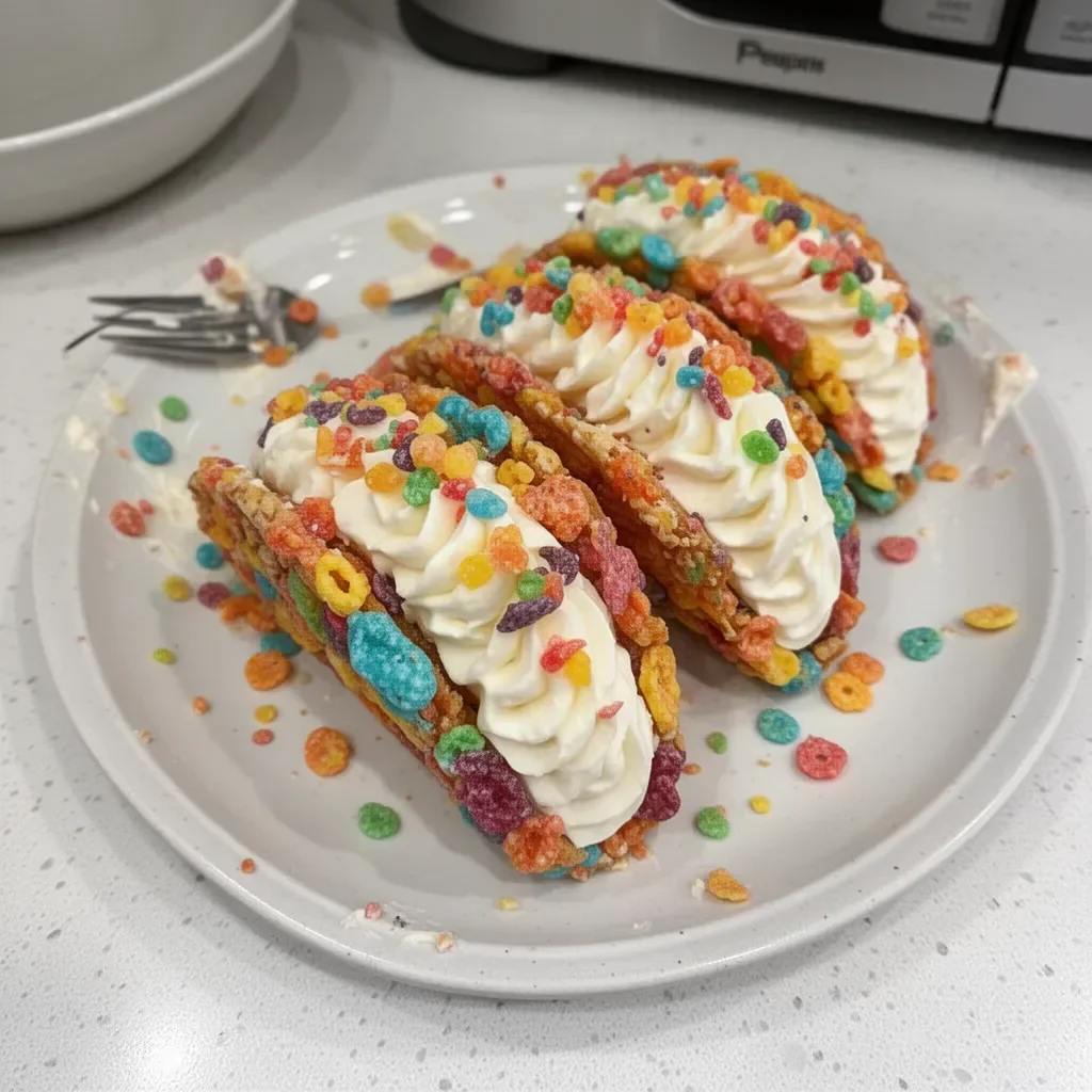 Fruity Pebbles Cheesecake Tacos