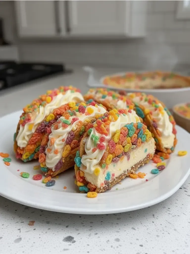 Fruity Pebbles Cheesecake Tacos