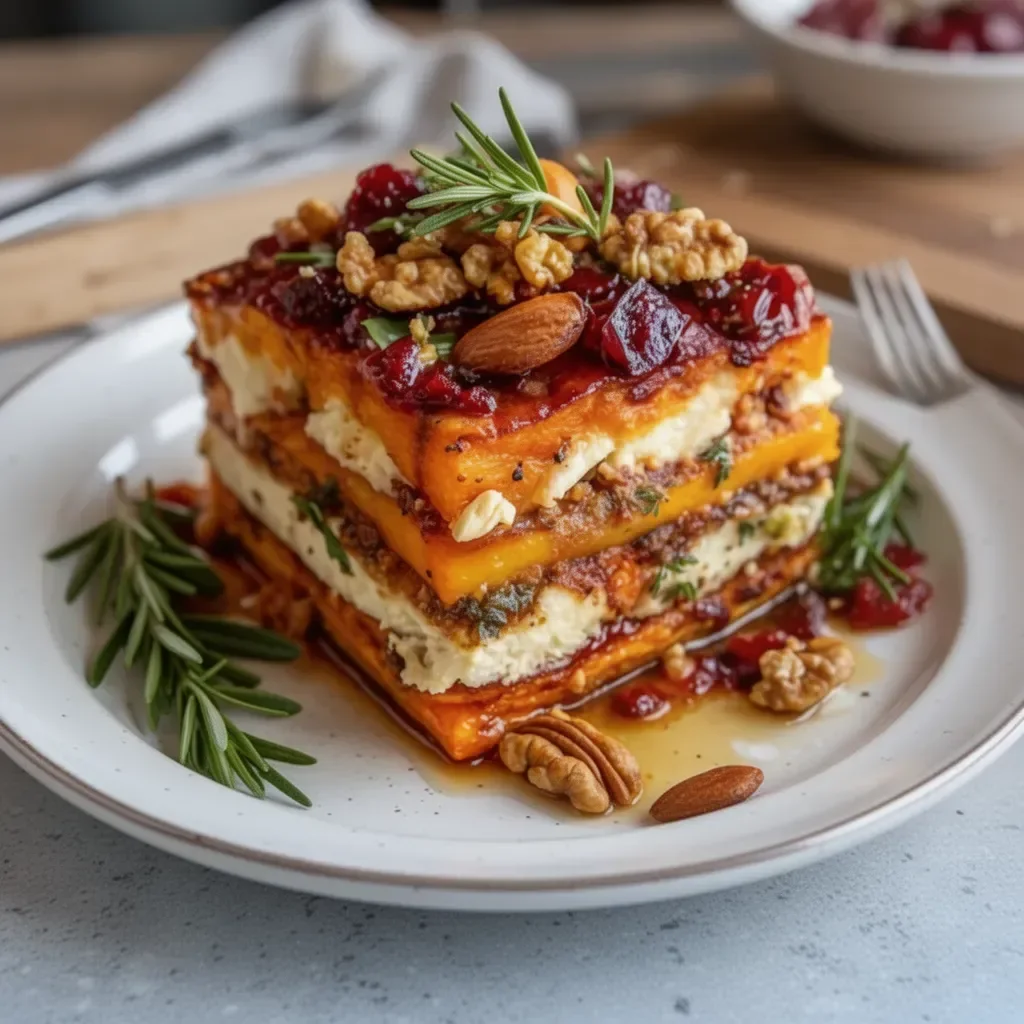 Layered Sweet Potato Butternut Squash Carrot Lasagna