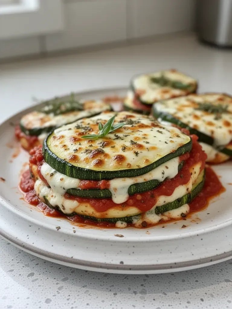 Layered Zucchini Ricotta Melts with Marinara