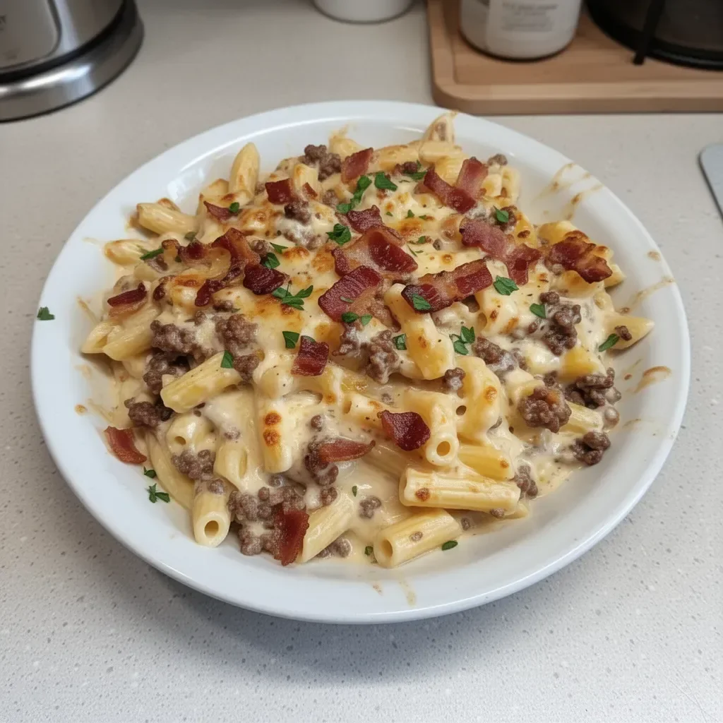 Loaded Bacon Cheeseburger Alfredo Pasta