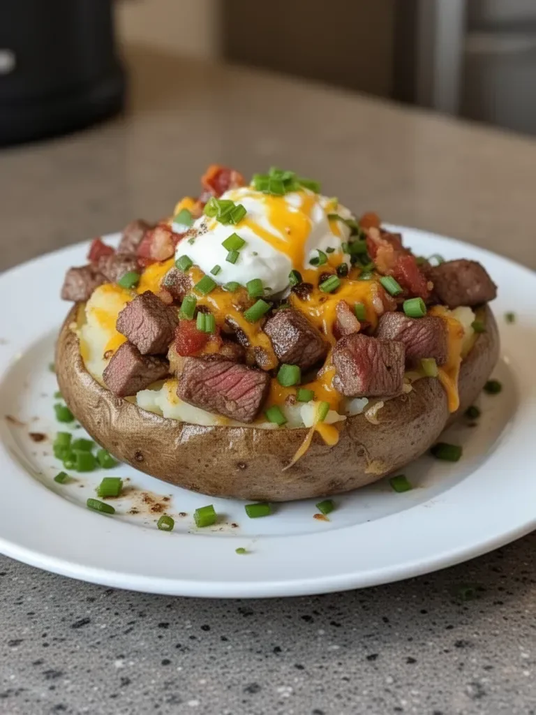 Loaded Baked Potato with Steak Bites