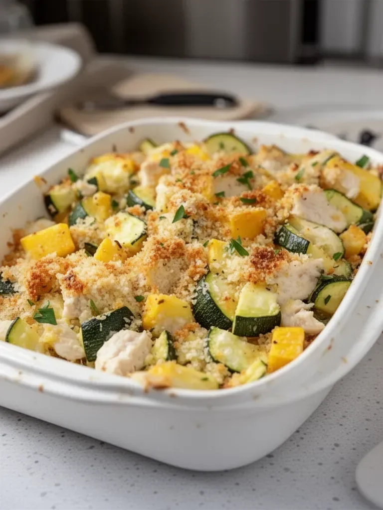 Low Carb Rotisserie Chicken Zucchini Casserole