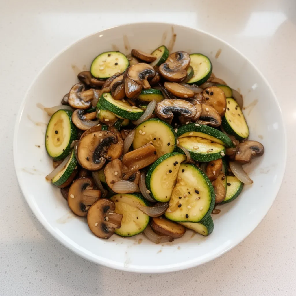 Low Carb Stir Fry Zucchini with Mushrooms and Onions