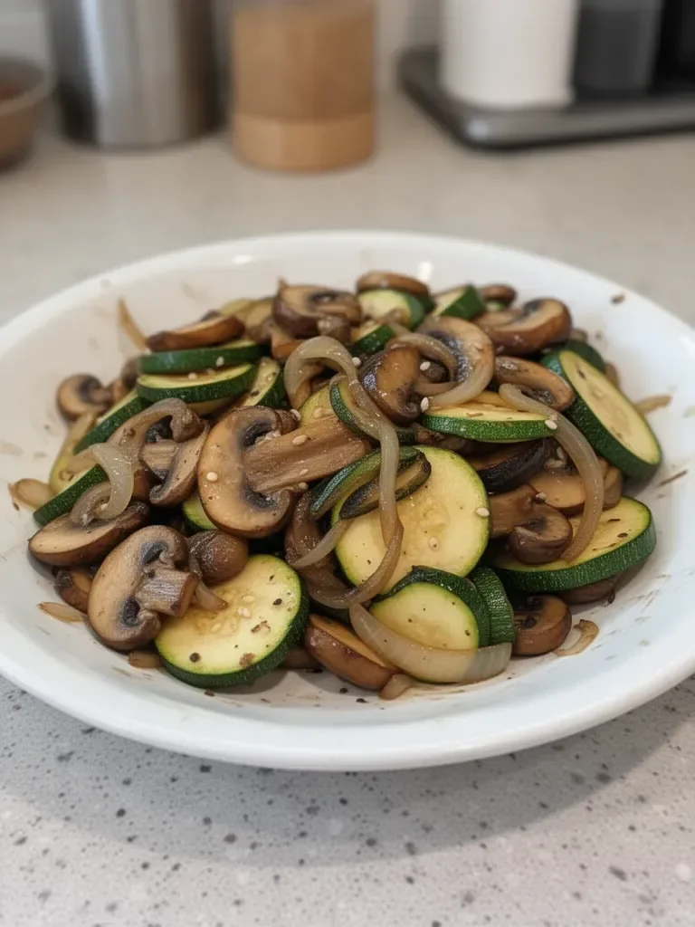 Low Carb Stir Fry Zucchini with Mushrooms and Onions