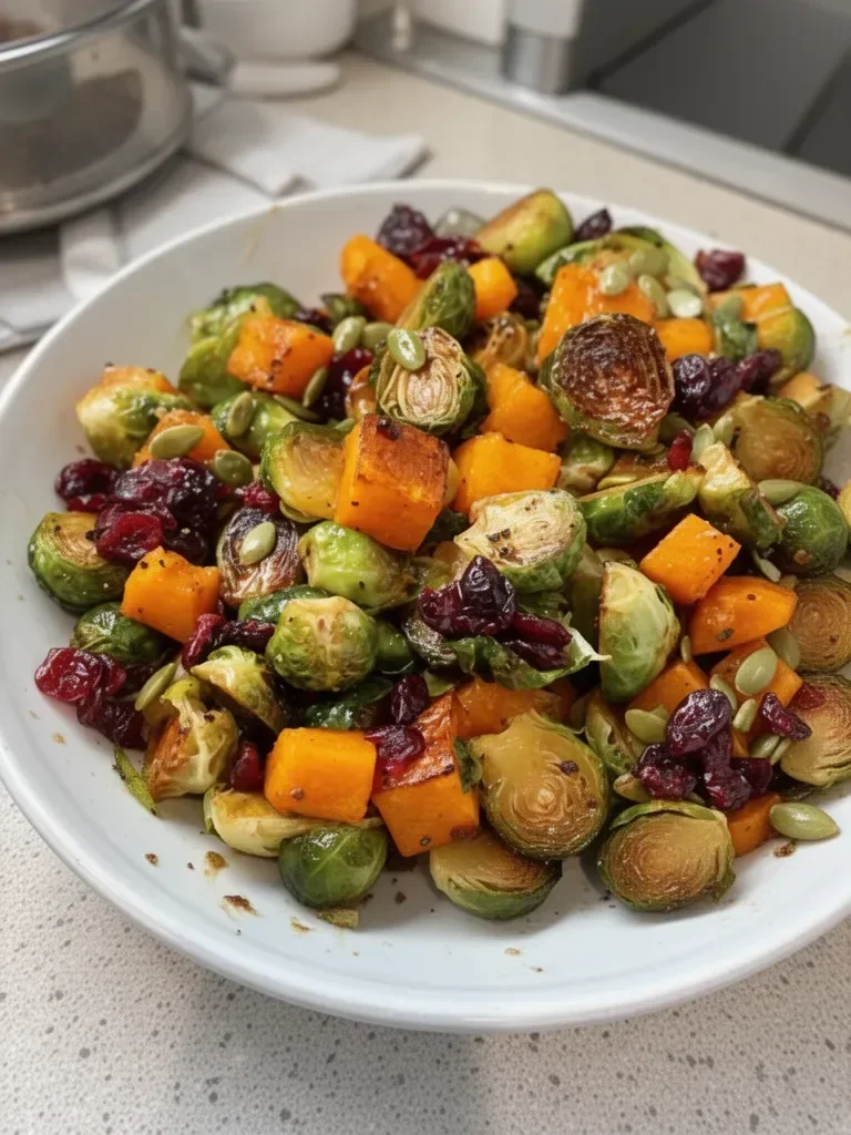 Maple Roasted Butternut Squash and Brussels Sprouts