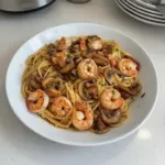 Mushroom Garlic Shrimp Pasta