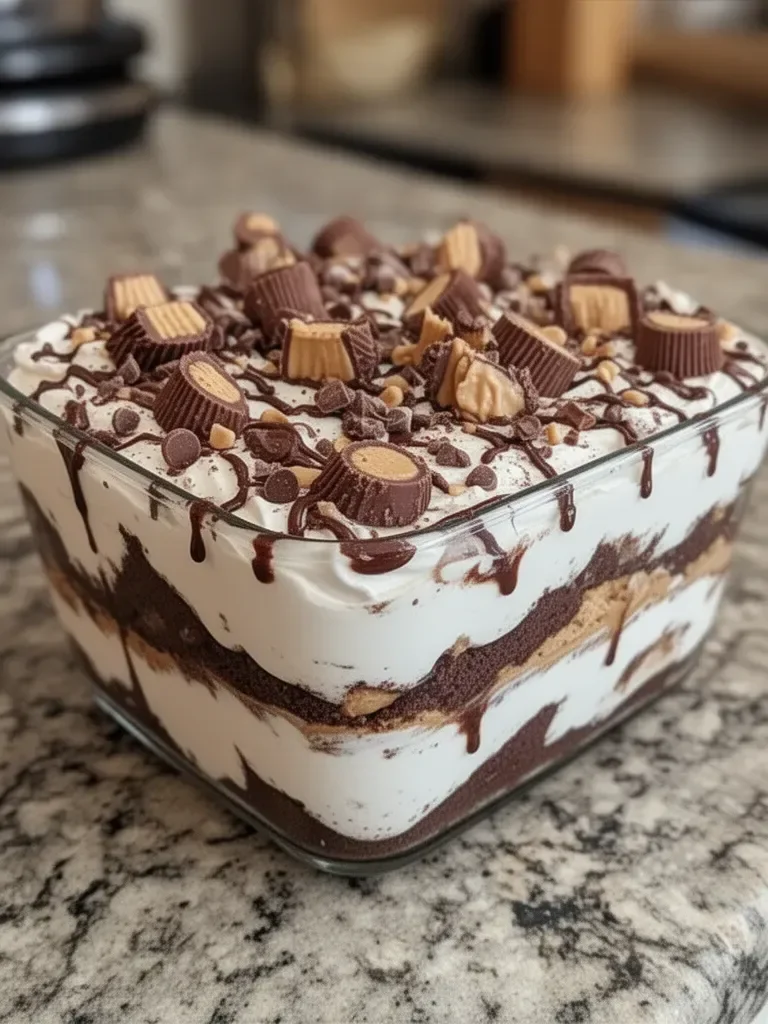 No-Bake Chocolate Peanut Butter Mousse Dessert