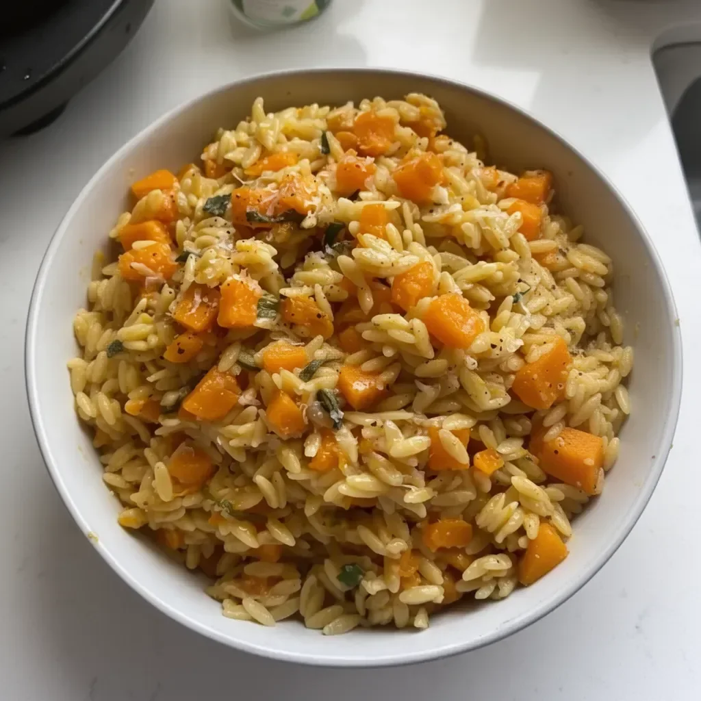 One Pot Brown Butter Orzo with Butternut Squash