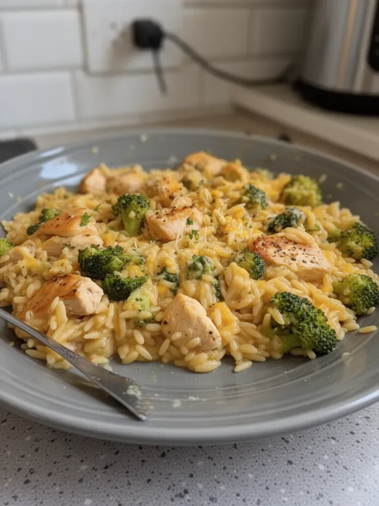 One-Pot Cheesy Chicken and Broccoli Orzo