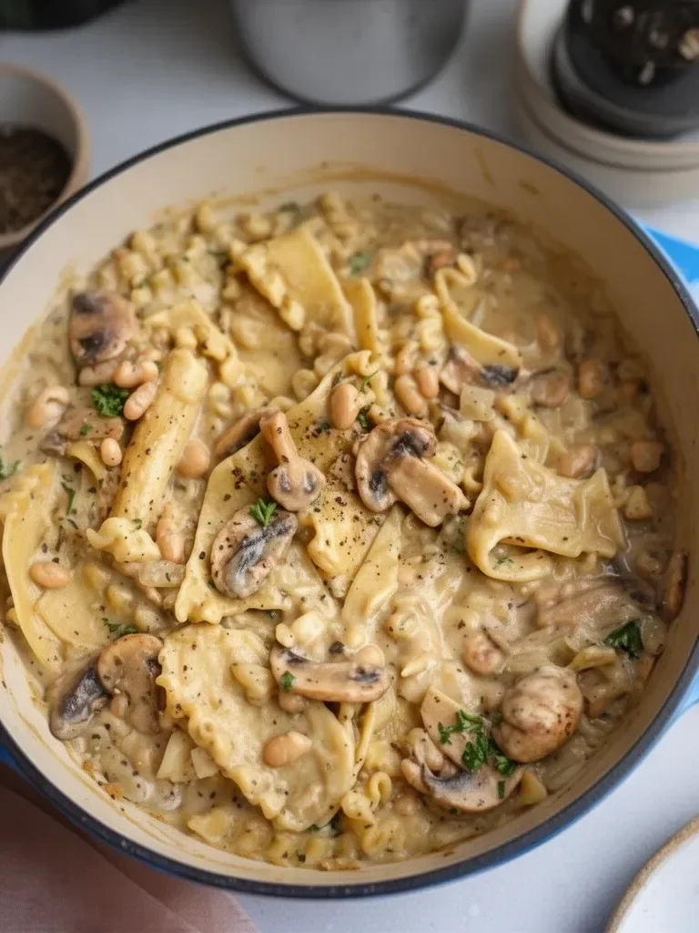 One-Pot Mushroom and White Bean Pasta