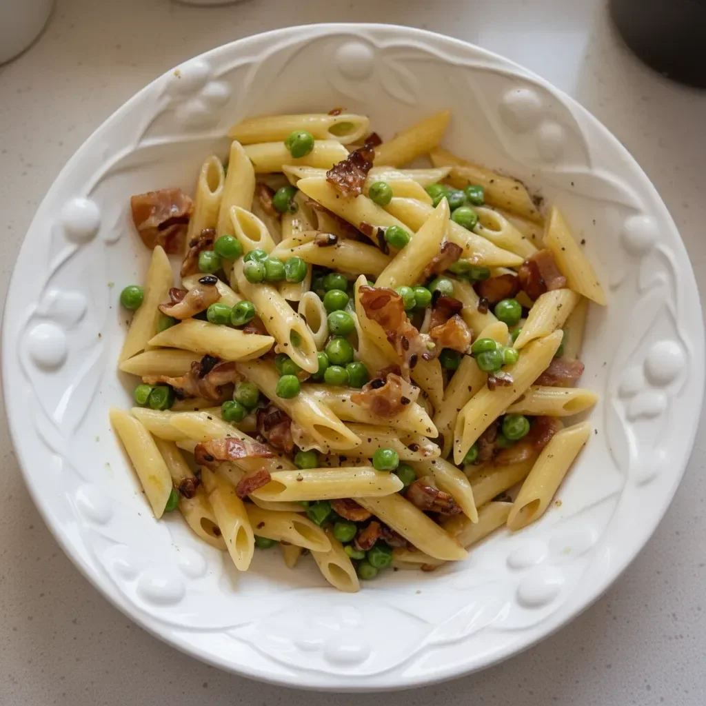Penne Pasta with Peas and Bacon