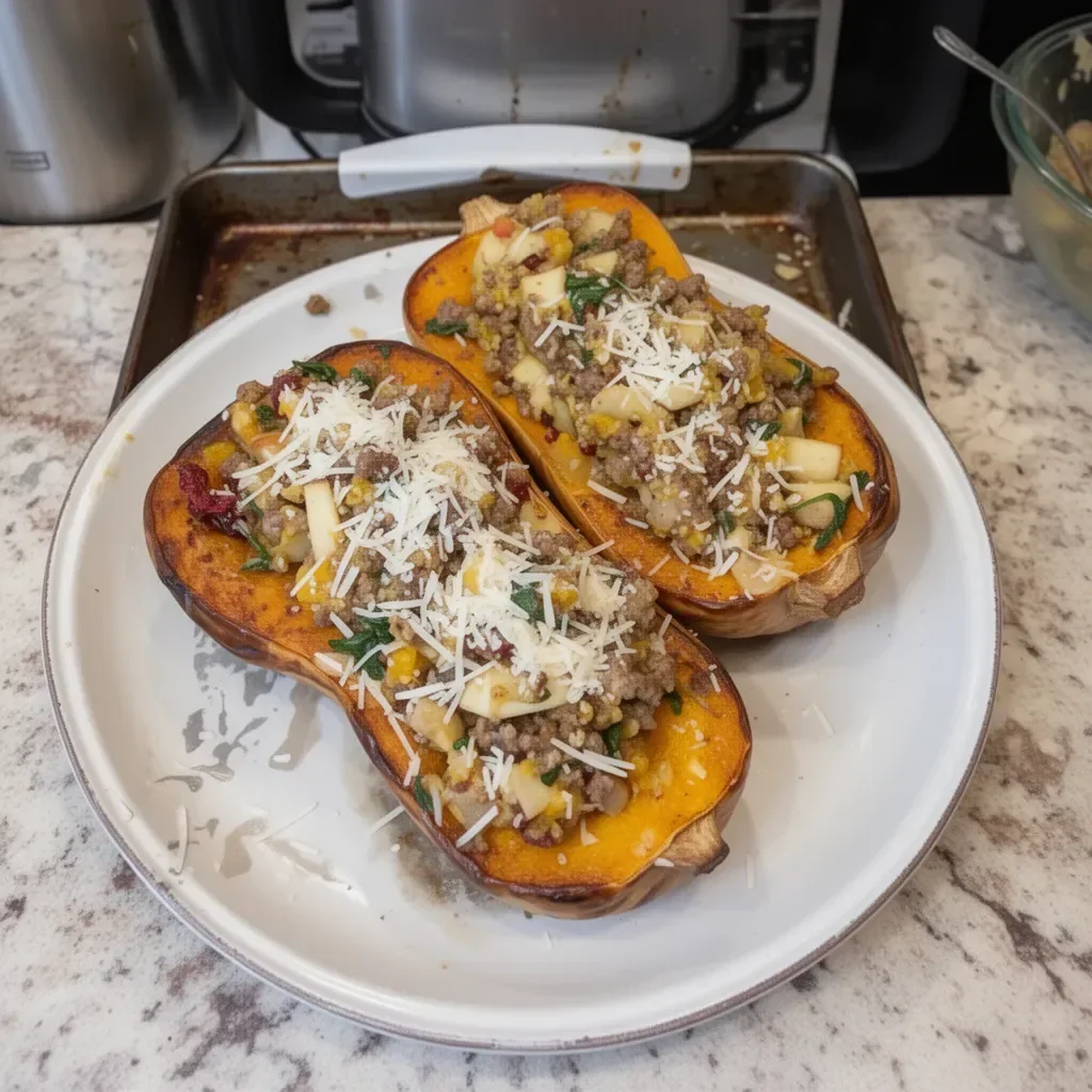 Sausage & Apple Stuffed Butternut Squash