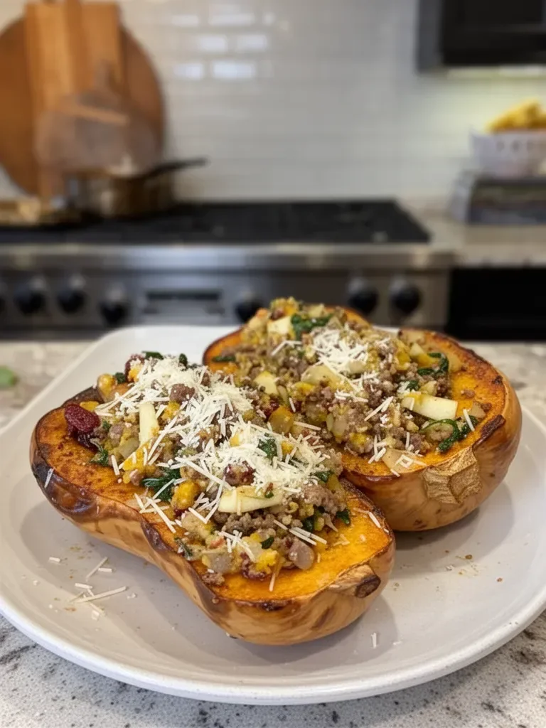 Sausage & Apple Stuffed Butternut Squash