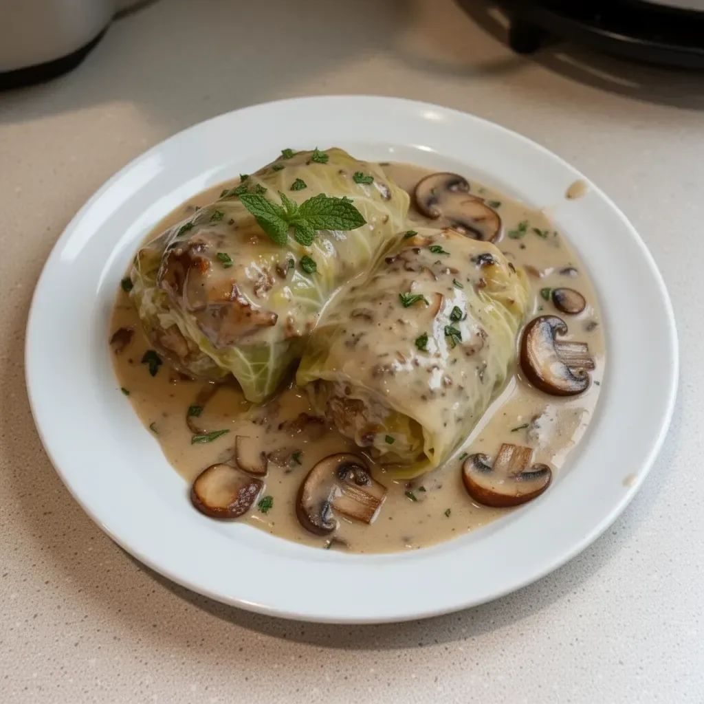 Stuffed Cabbage Rolls with Mushroom Sauce