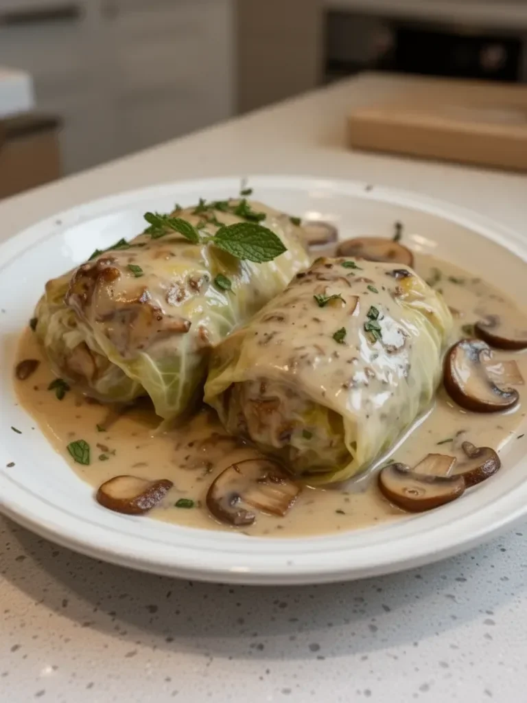 Stuffed Cabbage Rolls with Mushroom Sauce