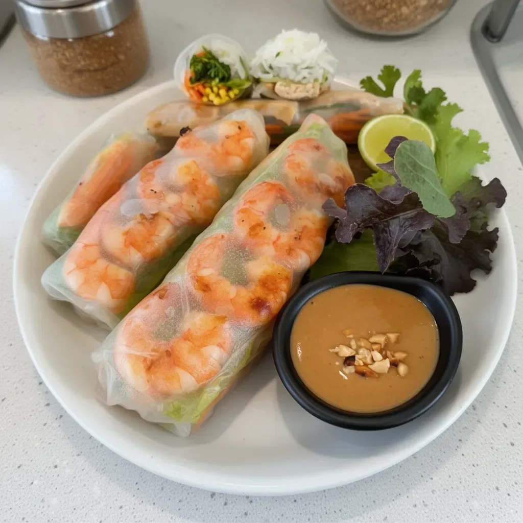 Thai Shrimp Rolls With Peanut Sauce