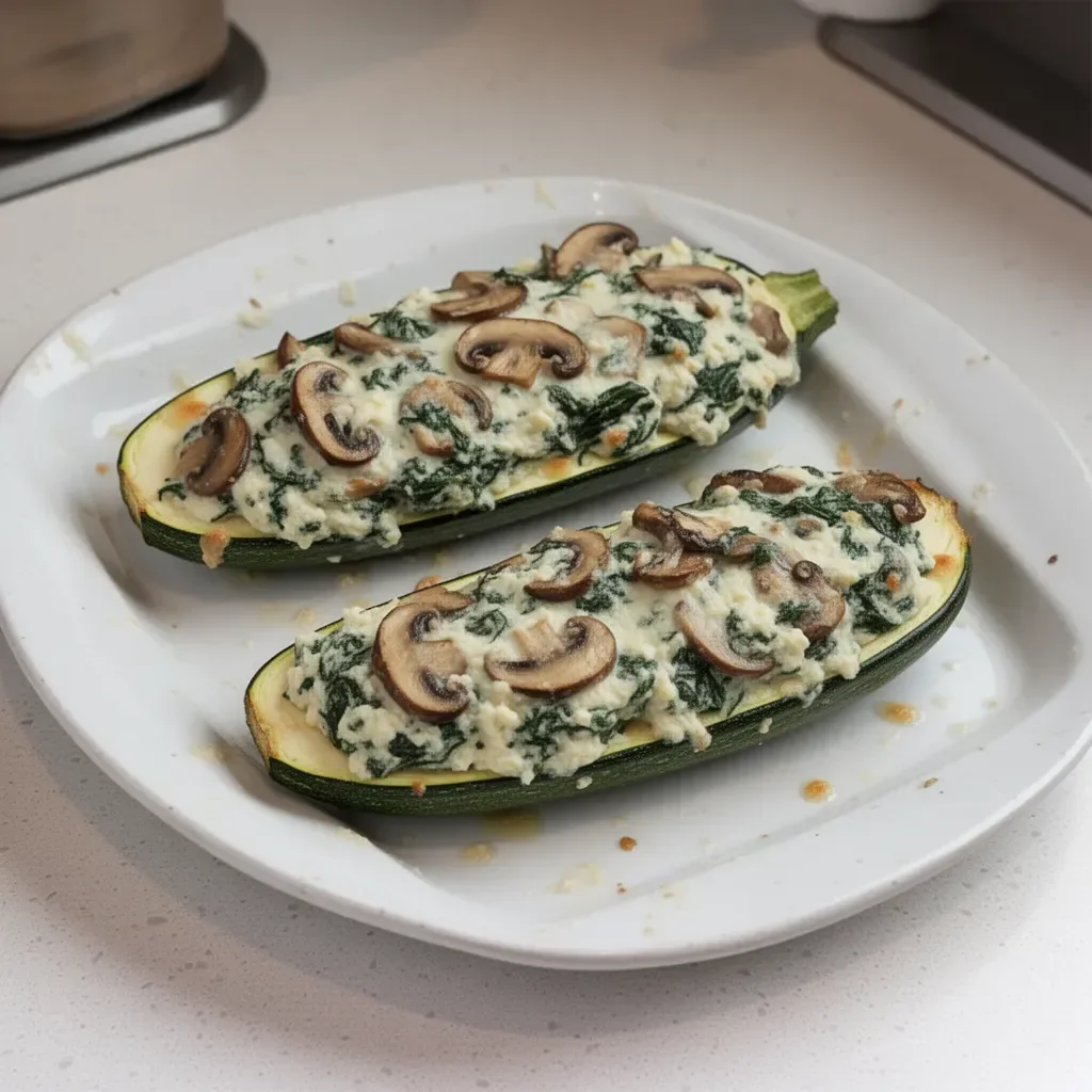 Zucchini Boats Stuffed with Spinach and Mushroom Ricotta