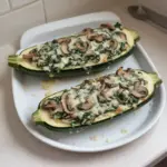 Zucchini Boats Stuffed with Spinach Mushroom Ricotta