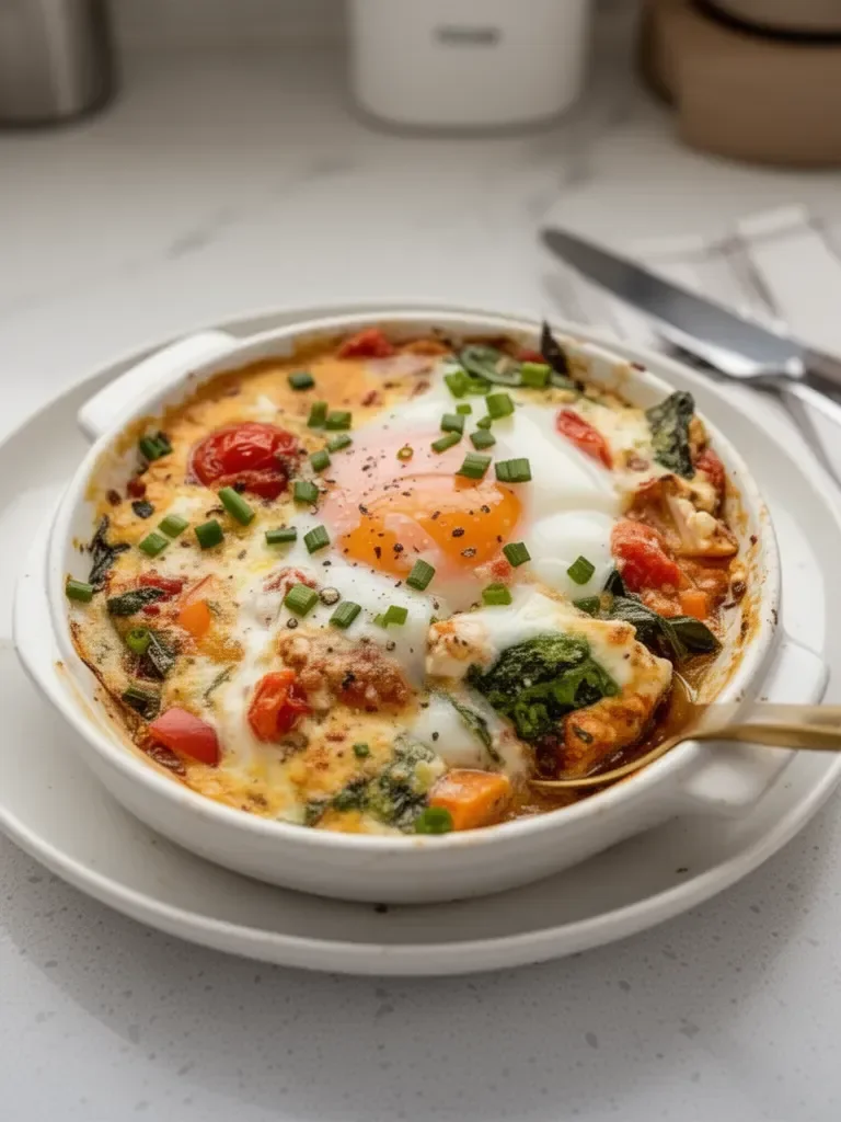 Baked Feta Eggs with Tomatoes and Spinach 7 Baked Feta Eggs with Tomatoes and Spinach