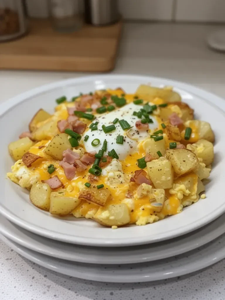 Cheesy Potato Egg Scramble 7 Cheesy Potato Egg Scramble