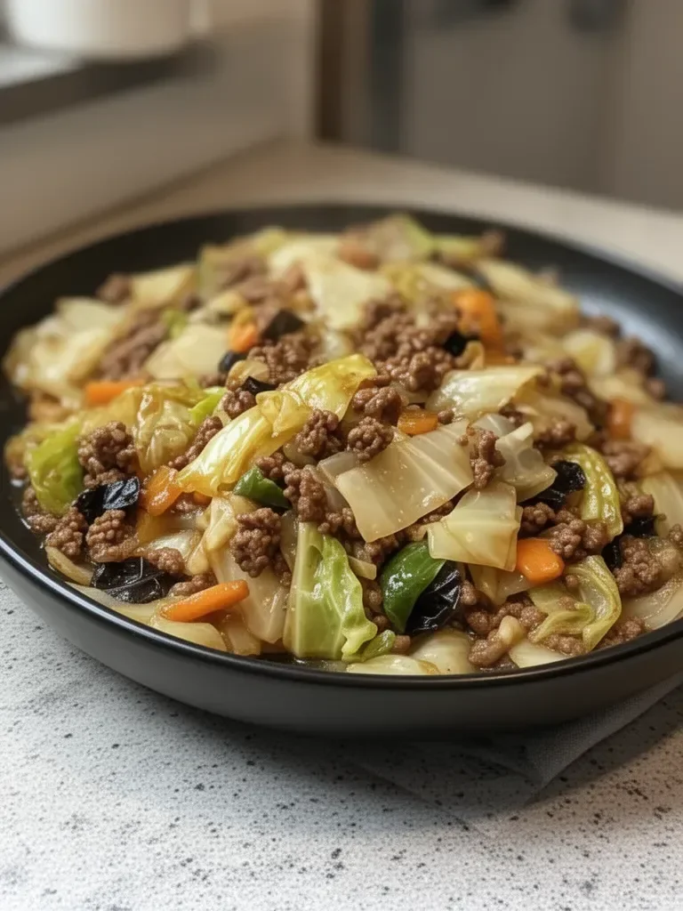 Chinese Ground Beef and Cabbage Stir-Fry