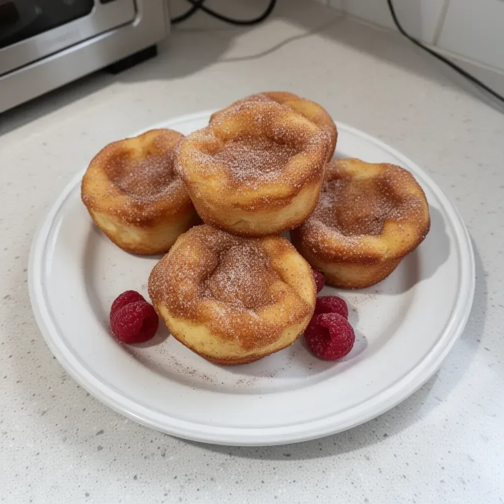 Cinnamon Sugar French Toast Muffins topped with a sprinkle of cinnamon and sugar