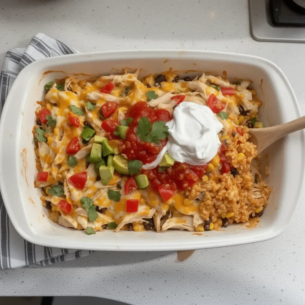 Creamy Mexican Rice & Chicken Dinner Casserole