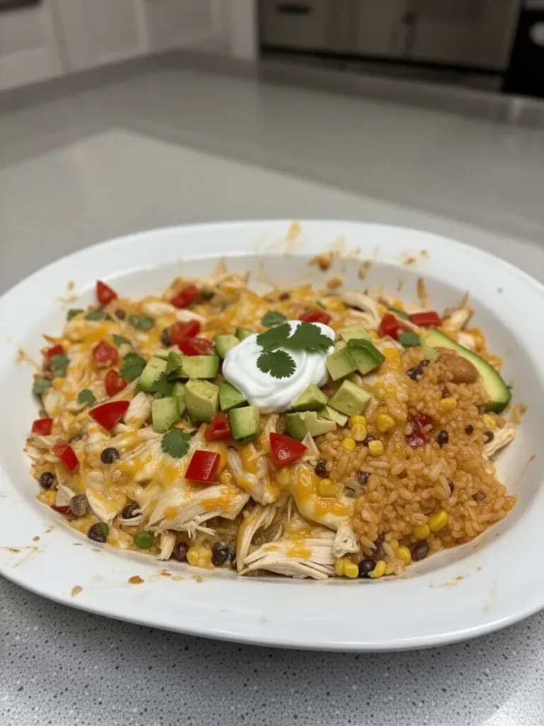 Creamy Mexican Rice & Chicken Dinner Casserole