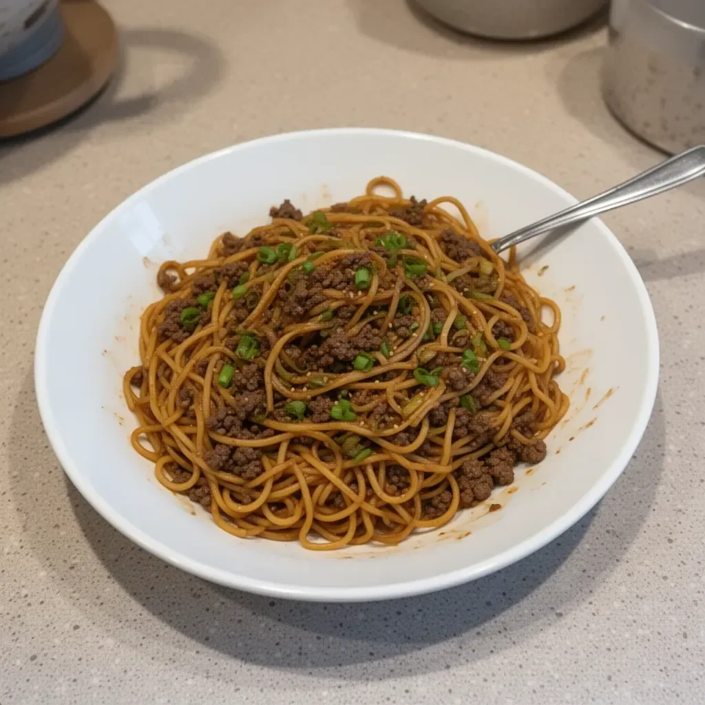 Easy Mongolian Ground Beef Noodles