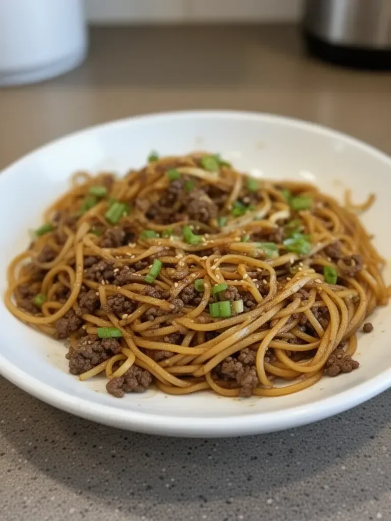 Easy Mongolian Ground Beef Noodles