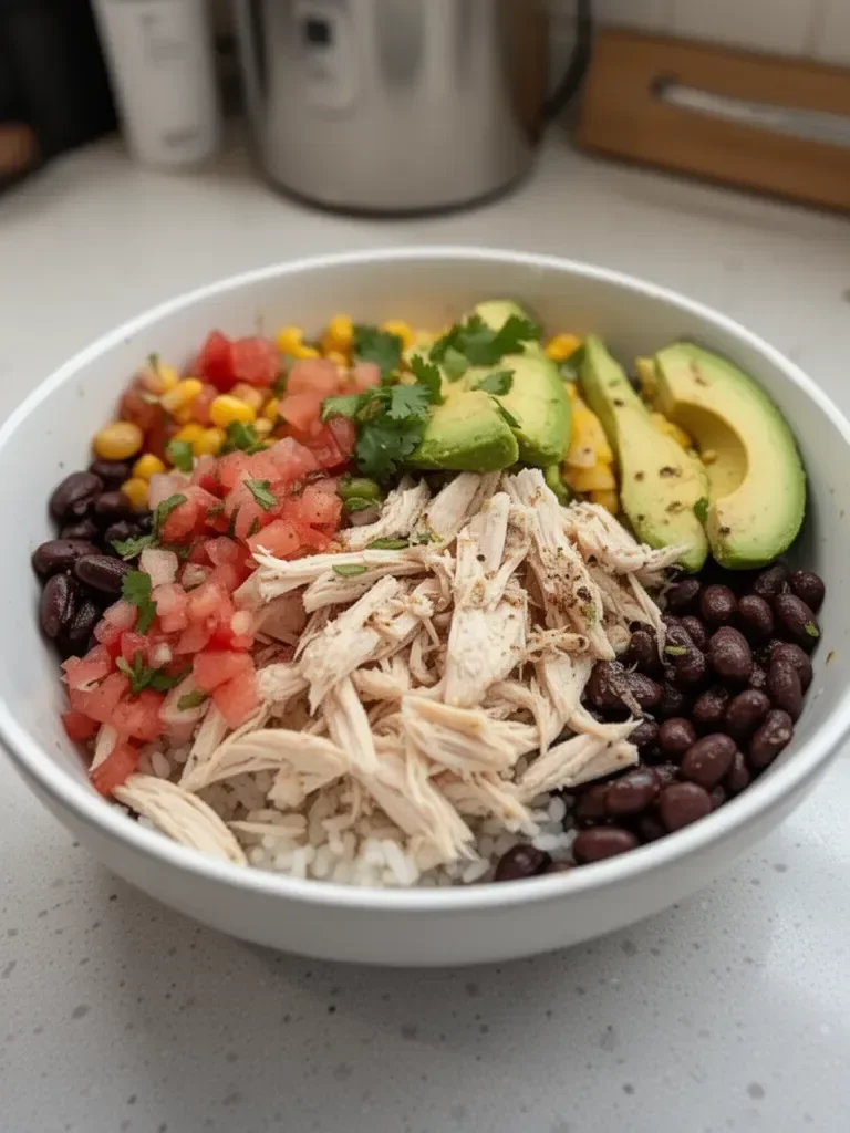 Easy Rotisserie Chicken Burrito Bowl