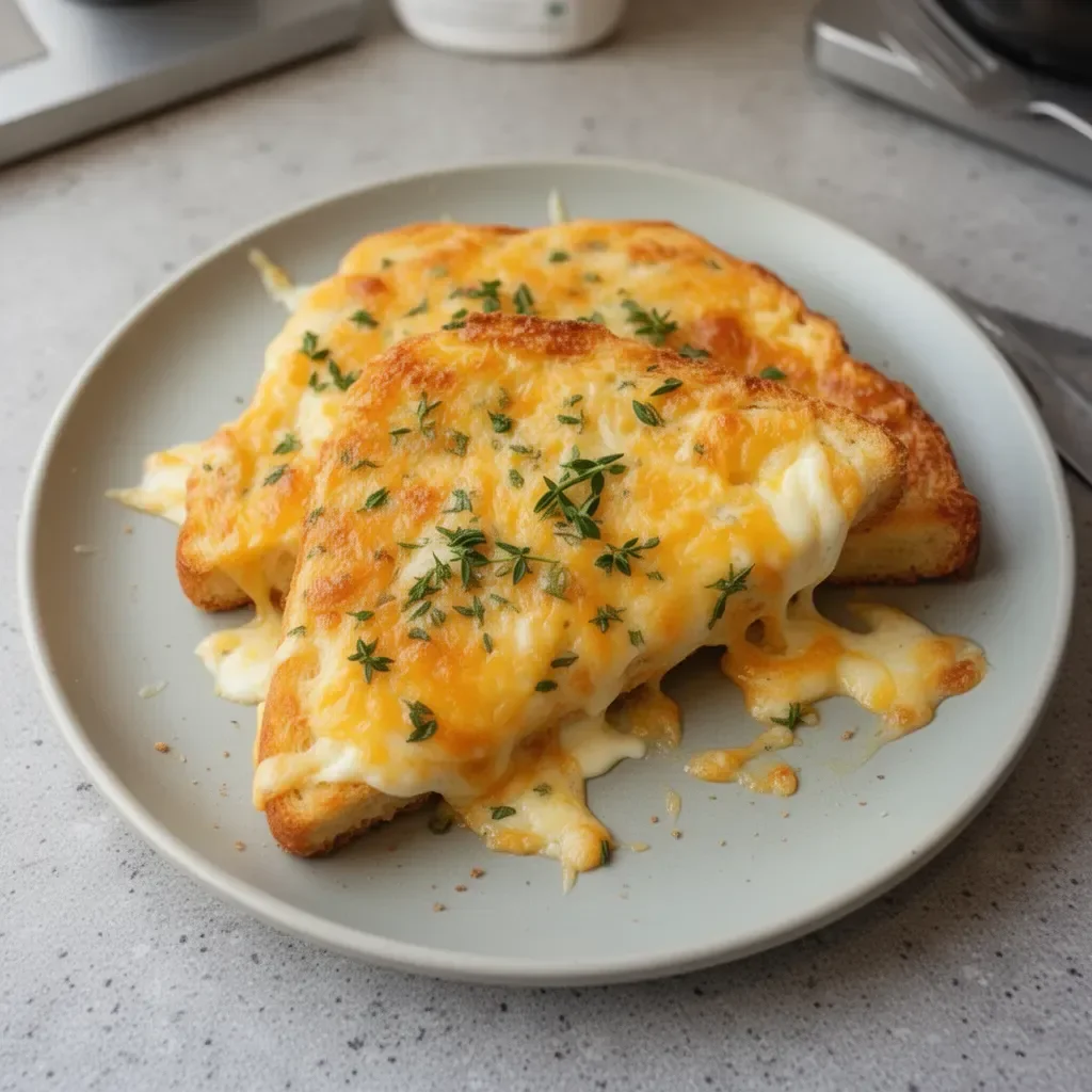 Delicious and crispy egg and cheese toasts served on a plate