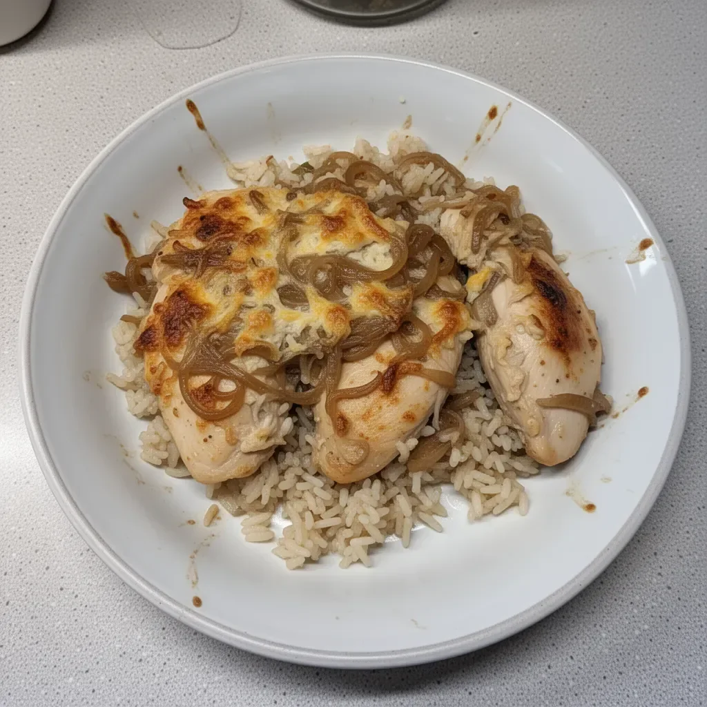 French Onion Chicken and Rice Bake