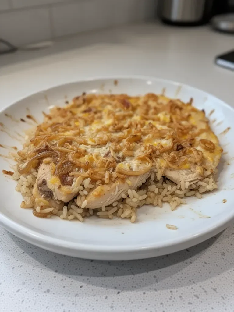 French Onion Chicken and Rice Bake