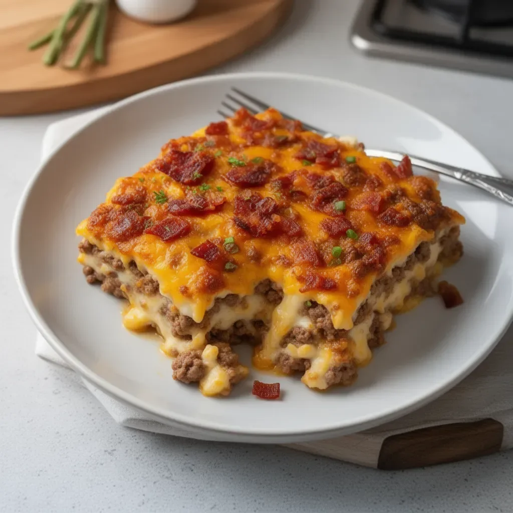 Low-Carb Bacon Cheeseburger Casserole
