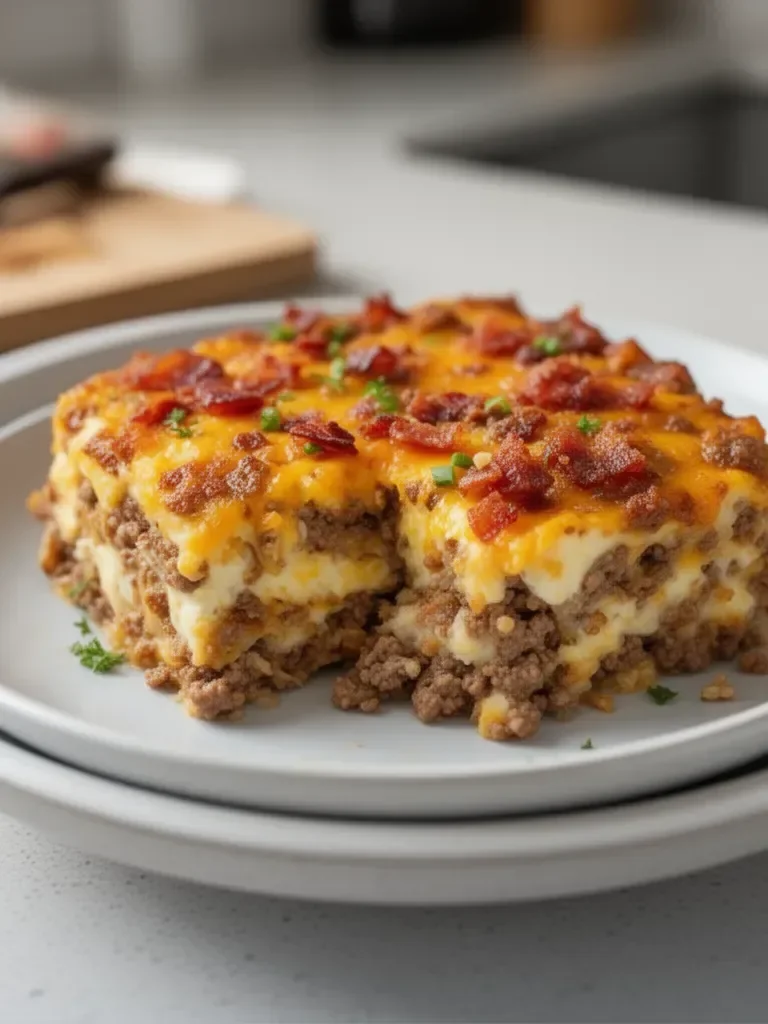 Low-Carb Bacon Cheeseburger Casserole