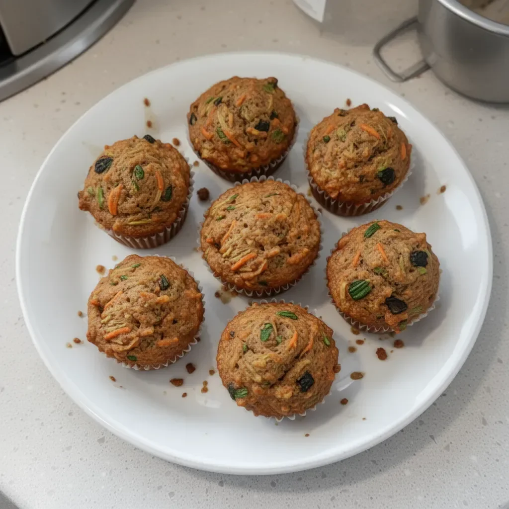 Freshly baked Morning Glory Muffins with fruits and nuts