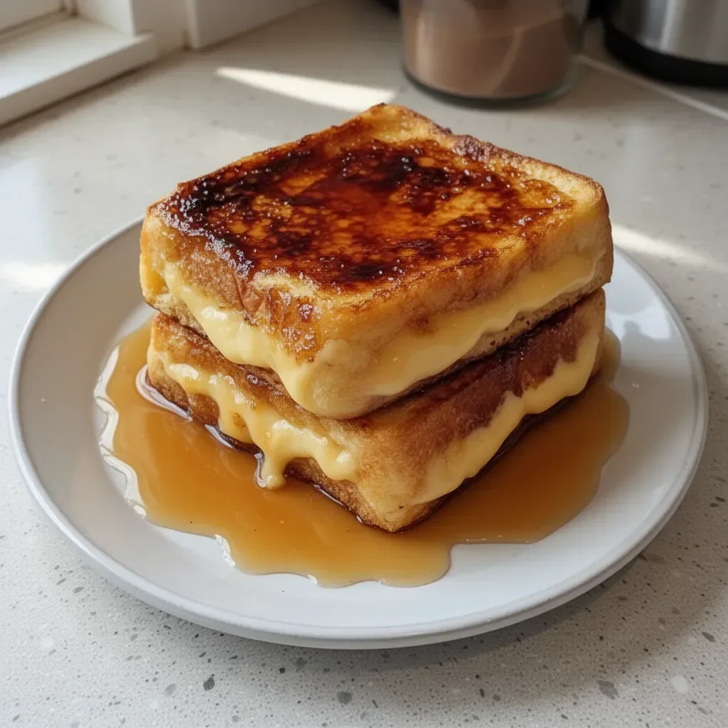 Overnight Crème Brûlée French Toast served with caramelized sugar topping