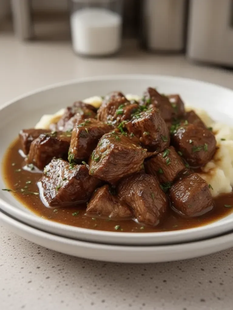 Slow Cooker Beef Tips and Gravy